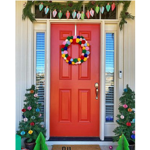 H For Happy Set Of 4 Christmas 2" Paper Squatty Teadrop Tree Ornaments Colorful - Picture 6 of 15